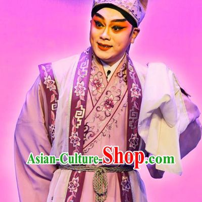 San Xiao Yin Yuan Chinese Guangdong Opera Xiaosheng Apparels Costumes and Headwear Traditional Cantonese Opera Young Male Garment Teacher Hua An Clothing