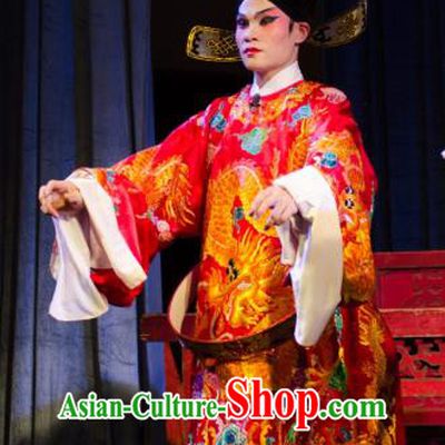 Chinese Guangdong Opera Official Zhou Wen Apparels Costumes and Headwear Traditional Cantonese Opera Young Male Garment Scholar Clothing