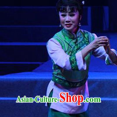 Chinese Cantonese Opera Country Girl Garment Liang Cha Wang Chuan Qi Costumes and Headdress Traditional Guangdong Opera Hui Lan Apparels Young Lady Dress