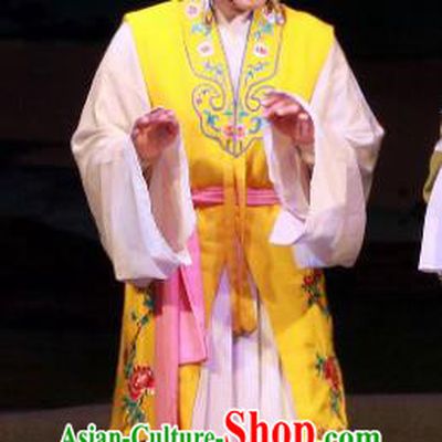 Chinese Cantonese Opera Village Girl Garment Fifteen Strings of Cash Costumes and Headdress Traditional Guangdong Opera Young Lady Apparels Su Wujuan Dress