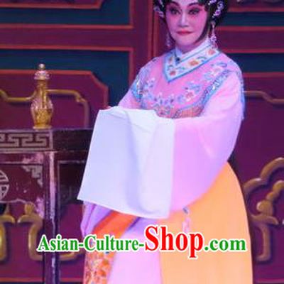 Chinese Cantonese Opera Hua Tan Garment Costumes and Headdress Traditional Guangdong Opera Courtesan Wang Meiniang Apparels Actress Dress