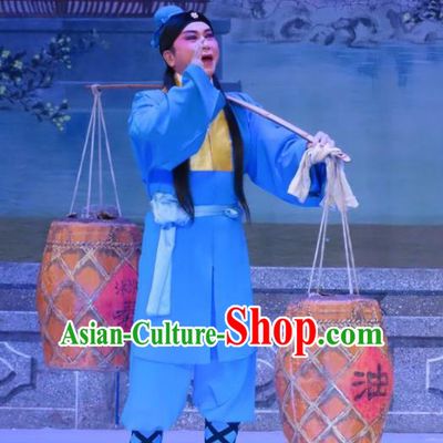 Chinese Guangdong Opera Peddler Zhu Zhong Apparels Costumes and Headwear Traditional Cantonese Opera Young Male Garment Xiaosheng Clothing