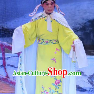 Chinese Guangdong Opera Xiaosheng Apparels Costumes and Headwear Traditional Cantonese Opera Niche Garment Young Male Zhu Zhong Clothing