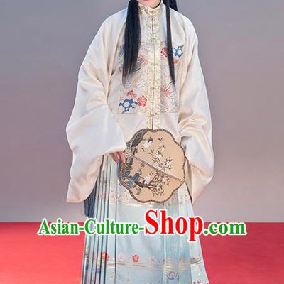 Chinese Traditional Ming Dynasty Patrician Female Apparels Ancient Nobility Lady Hanfu Dress Blouse and Skirt Historical Costumes Complete Set
