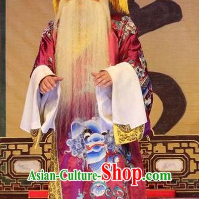 Chinese Guangdong Opera Elderly Male Apparels Costumes and Headwear Traditional Cantonese Opera Laosheng Garment Duke Guo Ziyi Clothing