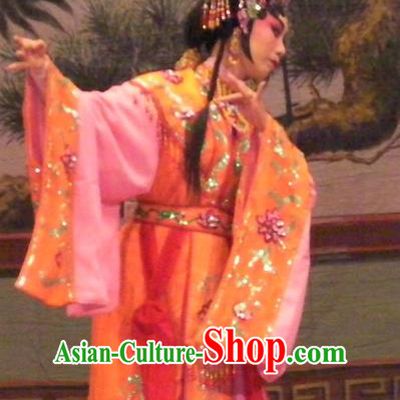 Chinese Cantonese Opera Young Woman Garment Wu Suo Dong Gong Costumes and Headdress Traditional Guangdong Opera Princess Consort Apparels Actress Dress