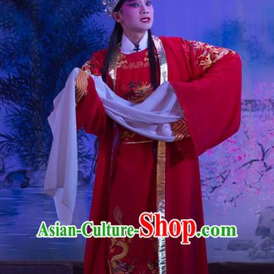 Wu Suo Dong Gong Chinese Guangdong Opera Prince Apparels Costumes and Headwear Traditional Cantonese Opera Young Male Garment Niche Clothing