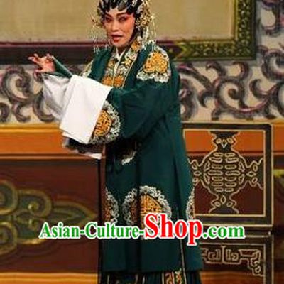 Chinese Cantonese Opera Rich Woman Garment Feng Guan Meng Costumes and Headdress Traditional Guangdong Opera Mistress Apparels Dame Dress