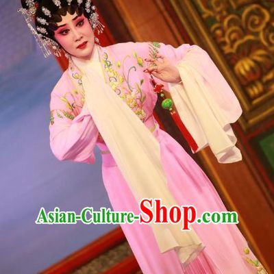 Chinese Cantonese Opera Hua Tan Garment Wu Suo Dong Gong Costumes and Headdress Traditional Guangdong Opera Young Female Apparels Diva Wei Biniang Dress