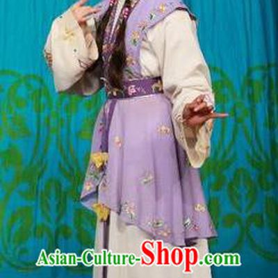 Chinese Cantonese Opera Xiaodan Garment San Kan Yu Mei Costumes and Headdress Traditional Guangdong Opera Young Lady Apparels Servant Girl Lilac Dress