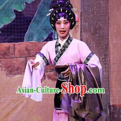 Chinese Cantonese Opera Young Mistress Garment Costumes and Headdress Traditional Guangdong Opera Actress Apparels Country Woman Dress