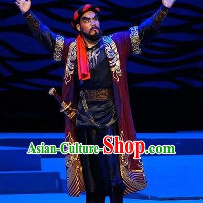 Dan Jia Nv Chinese Guangdong Opera Robber Apparels Costumes and Headwear Traditional Cantonese Opera Brigand Garment Clothing