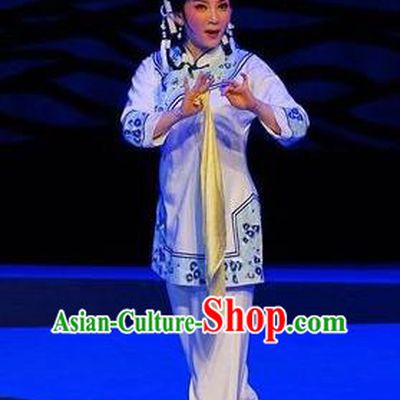 Chinese Cantonese Opera Young Lady Garment Dan Jia Nv Costumes and Headdress Traditional Guangdong Opera Fisher Maiden Apparels Village Girl Shui Mei Dress