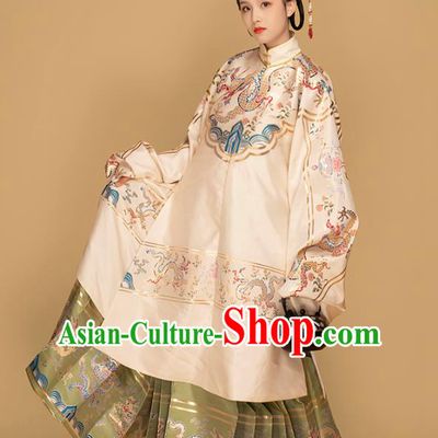 Chinese Traditional Ming Dynasty Palace Lady Embroidered Hanfu Dress Apparels Ancient Noble Woman Long Blouse and Skirt Historical Costumes Complete Set