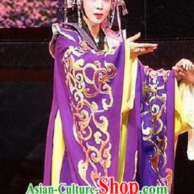 Chinese Cantonese Opera Queen Garment Nan Yue Gong Ci Costumes and Headdress Traditional Guangdong Opera Actress Apparels Rani Dress