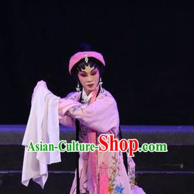 Chinese Cantonese Opera Distress Maiden Garment Shuang Qiang Lu Wenlong Costumes and Headdress Traditional Guangdong Opera Actress Apparels Young Female Dress