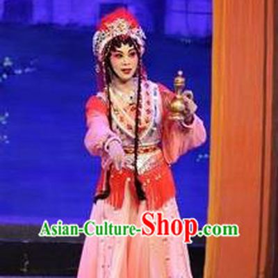 Chinese Cantonese Opera Princess Garment Shuang Qiang Lu Wenlong Costumes and Headdress Traditional Guangdong Opera Hua Tan Apparels Young Beauty Dress