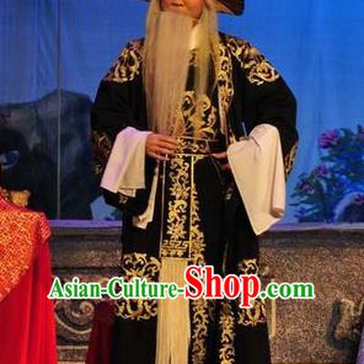 Unhappy Marriage Chinese Guangdong Opera Elderly Man Apparels Costumes and Headwear Traditional Cantonese Opera Wusheng Garment Martial Male Clothing