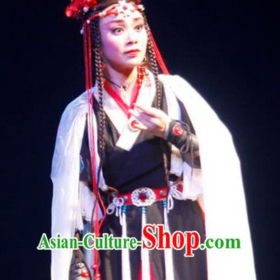 Chinese Historical Drama Princess Hu Die Ancient Miao Nationality Young Lady Garment Costumes Traditional Ethnic Girl Dance Dress Apparels and Headdress