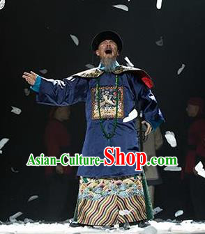 Chinese Traditional Qing Dynasty Minister Chen Tingjing Apparels Costumes Historical Drama Da Qing Xiang Guo Ancient Chancellor Garment Elderly Male Clothing and Headwear Chinese Traditional Qing Dynasty Minister Chen Tingjing Apparels Costumes Historical Drama Da Qing Xiang Guo Ancient Chancellor Garment Elderly Male Clothing and Headwear