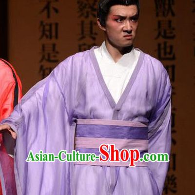 Chinese Traditional Spring and Autumn Period Scholar Apparels Costumes Historical Drama Confucius Said Ancient Gifted Youth Garment Purple Clothing and Headwear