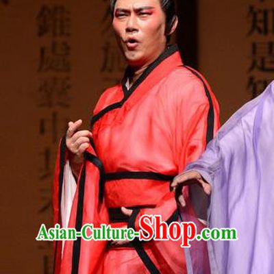 Chinese Traditional Spring and Autumn Period Scholar Apparels Costumes Historical Drama Confucius Said Ancient Gifted Youth Garment Red Clothing and Headwear