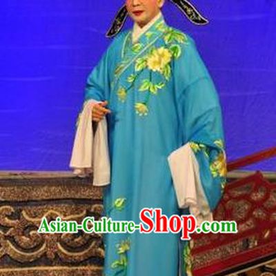 Unhappy Marriage Chinese Guangdong Opera Niche Apparels Costumes and Headwear Traditional Cantonese Opera Xiaosheng Garment Scholar Clothing