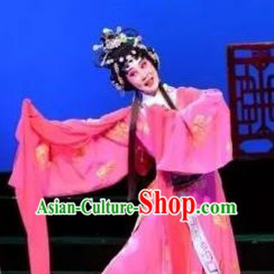 Chinese Cantonese Opera Hua Tan Garment Yi Shui Han Costumes and Headdress Traditional Guangdong Opera Actress Apparels Princess Wan Lan Dress