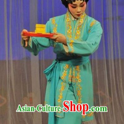 Chinese Cantonese Opera Maidservant Garment Lou Tai Hui Costumes and Headdress Traditional Guangdong Opera Xiaodan Apparels Young Lady Dress