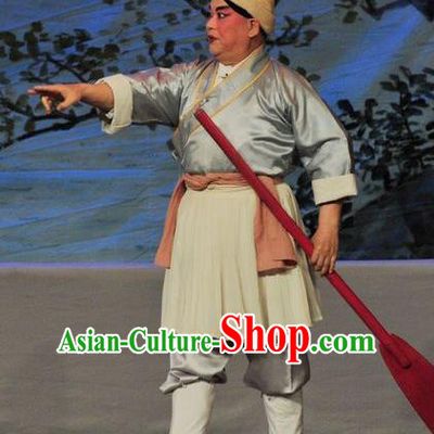 Fan Lihua Return Tang Chinese Guangdong Opera Boatman Apparels Costumes and Headwear Traditional Cantonese Opera Fisher Garment Figurant Clothing