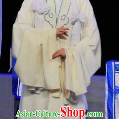Chinese Cantonese Opera Distress Maiden Garment Fan Lihua Return Tang Costumes and Headdress Traditional Guangdong Opera Diva Apparels Actress White Dress