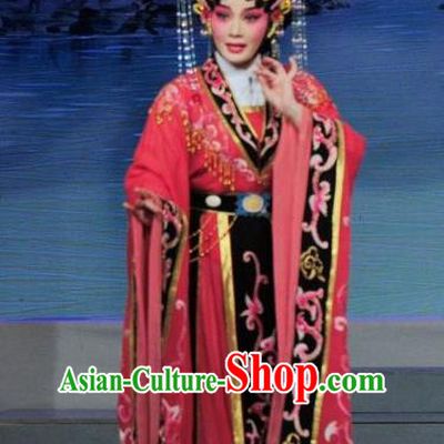 Chinese Cantonese Opera Young Female Garment Luo Shui Qing Meng Costumes and Headdress Traditional Guangdong Opera Queen Apparels Empress Dress