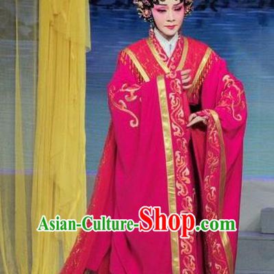 Chinese Cantonese Opera Queen Zhen Yuchan Garment Luo Shui Qing Meng Costumes and Headdress Traditional Guangdong Opera HuaTan Apparels Imperial Consort Dress