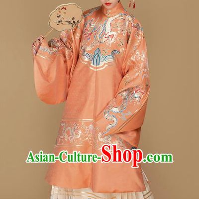 Chinese Traditional Ming Dynasty Countess Hanfu Dress Apparels Ancient Noble Female Historical Costumes Brocade Blouse and Skirt Full Set