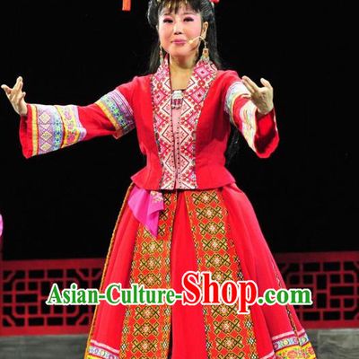 Chinese Historical Drama Lv Zhu Nv Chuan Qi Ancient Ethnic Girl Garment Costumes Traditional Young Lady Red Dress Apparels and Headdress