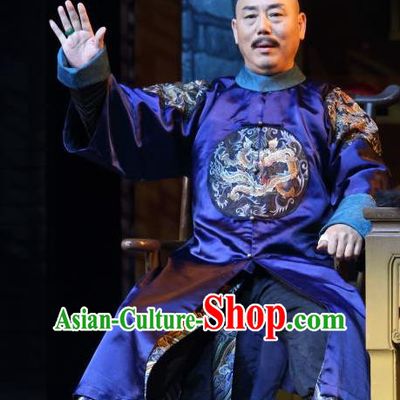 Chinese Traditional Qing Dynasty Minister Apparels Costumes Historical Drama Wang Fu Jing Ancient Official Garment Clothing and Headwear