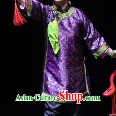 Chinese Historical Drama Wang Fu Jing Ancient Hostess Garment Costumes Traditional Qing Dynasty Mistress Dress Dame Purple Apparels and Headdress