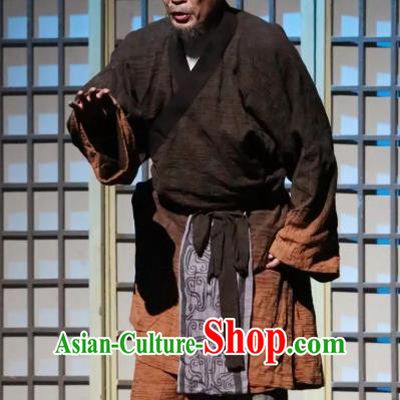 Chinese Traditional Stage Performance Historical Drama Da Song Yu Shi Apparels Costumes Ancient Elderly Servant Garment Song Dynasty Old Male Clothing and Headwear