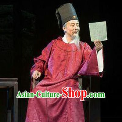 Chinese Traditional Ming Dynasty Official Xu Jie Clothing Stage Performance Historical Drama Apparels Elderly Male Costumes Ancient Minister Garment and Headwear