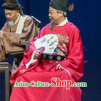 Chinese Traditional Ming Dynasty Clothing Stage Performance Historical Drama Apparels Official Costumes Ancient Minister Hai Rui Garment and Headwear