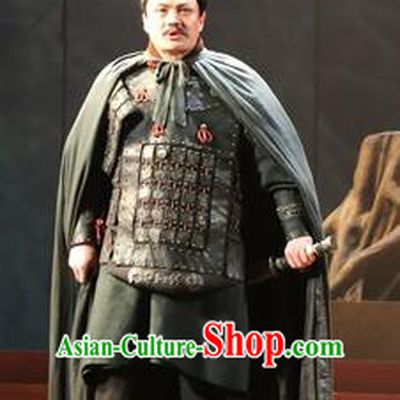 Chinese Traditional Qin Dynasty General Clothing Stage Performance Historical Drama King of Nanyue Apparels Costumes Ancient Warrior Armor Garment and Headwear