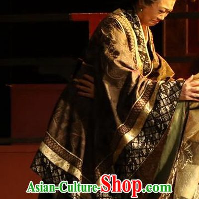 Chinese Historical Drama King of Nanyue Ancient Noble Dame Garment Costumes Traditional Stage Show Elderly Female Dress Han Dynasty Dowager Countess Apparels and Headpieces