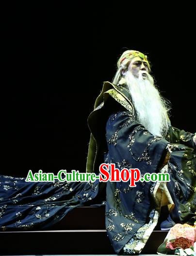 Chinese Traditional Han Dynasty Duke Zhao Tuo Clothing Stage Performance Historical Drama King of Nanyue Elderly Male Apparels Costumes Ancient Lord Black Garment and Headwear Chinese Traditional Han Dynasty Duke Zhao Tuo Clothing Stage Performance Historical Drama King of Nanyue Elderly Male Apparels Costumes Ancient Lord Black Garment and Headwear