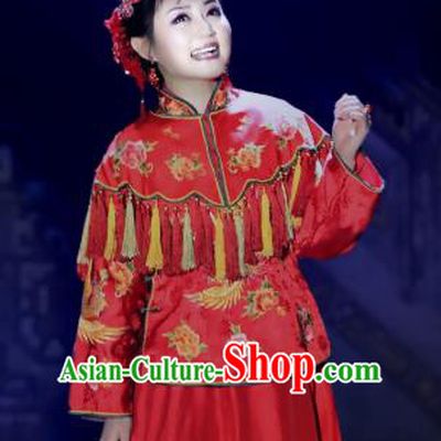 Chinese Historical Drama Autumn Begins Ancient Bride Garment Costumes Traditional Stage Show Dress Qing Dynasty Young Lady Ma Fengming Wedding Apparels and Headpieces