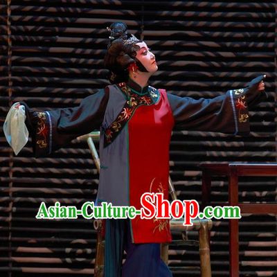Chinese Sichuan Opera Highlights Dame Garment Costumes and Headdress Cao Min Song Shijie Traditional Peking Opera Country Woman Dress Apparels