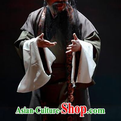 Cao Min Song Shijie Chinese Sichuan Opera Clown Apparels Costumes and Headpieces Peking Opera Highlights Chou Role Garment Old Man Clothing
