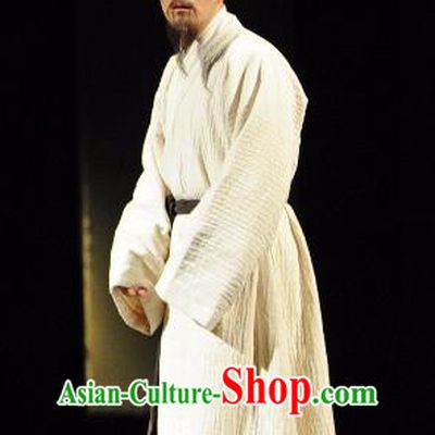 Chinese Traditional Han Dynasty Scholar Clothing Stage Performance Historical Drama Sima Qian Apparels Costumes Ancient Male Garment and Headwear