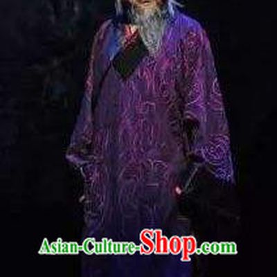 Chinese Traditional Han Dynasty Elderly Male Clothing Stage Performance Historical Drama Sima Qian Apparels Costumes Ancient Historian Garment and Headwear
