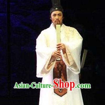 Chinese Traditional Han Dynasty Historian Official Clothing Stage Performance Historical Drama Sima Qian Apparels Costumes Ancient Litterateur Garment and Headwear