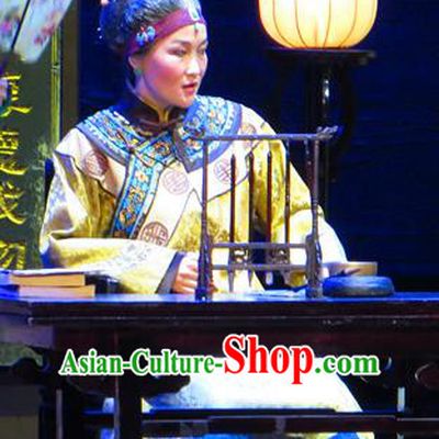 Chinese Historical Drama Yinzhan Naxi Ancient Countess Garment Costumes Traditional Stage Show Dress Qing Dynasty Noble Woman Apparels and Headpieces